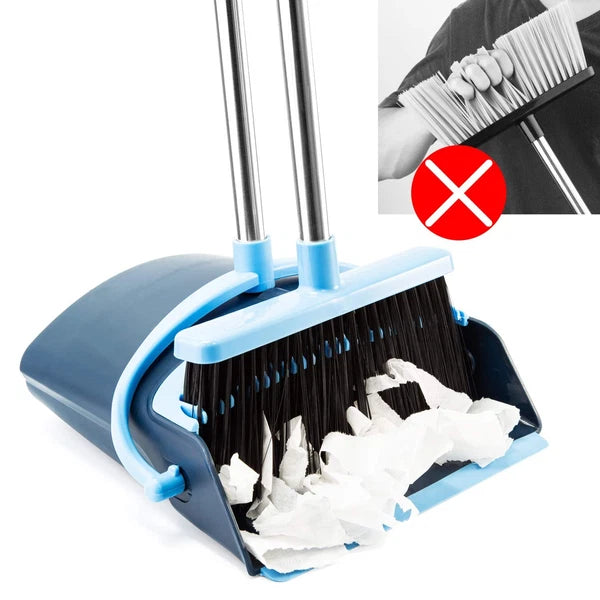 Broom and Dustpan Set for Home 2024 Indoor with Combo Upright Pans Long Handle