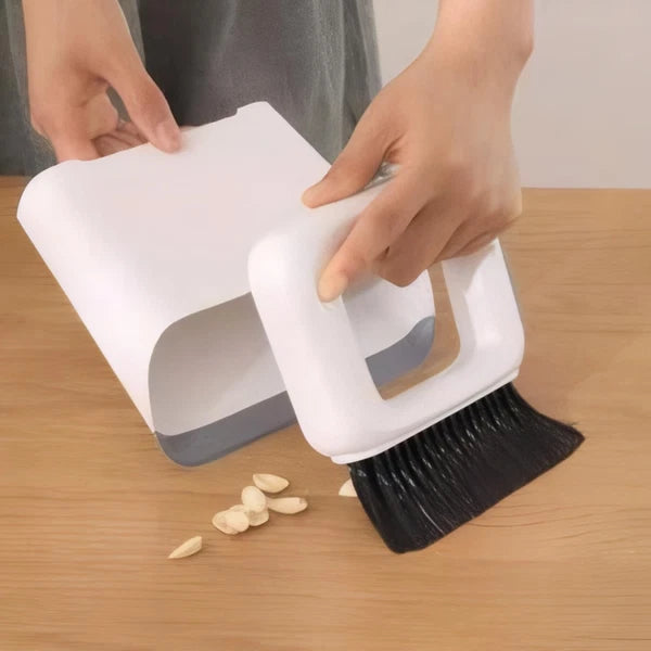 Compact Dustpan and Broom Set with Scrubber TPR Handle ABS Nylon Design Space...