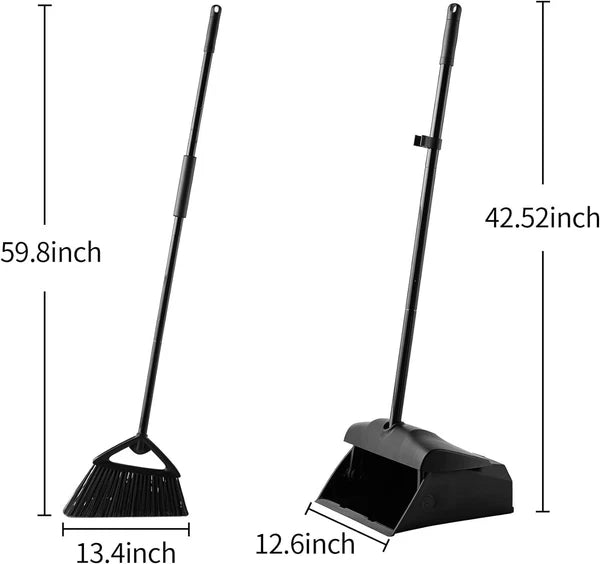Commercial Angle Broom and Dustpan Combo, with Long Handle, Lobby Dust Pan Sweep