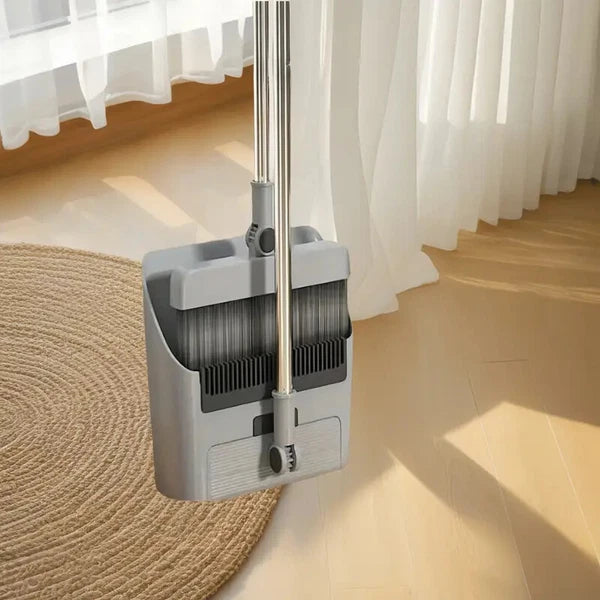 3-in-1 Broom & Dustpan Set with Long Handle - Home Cleaning Tools Sturdy Comb