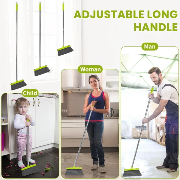 Broom and Standing Dustpan Set 50” Angle Broom with Long Handle Dust Pans for...