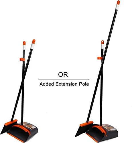 Broom and Dustpan Set with 52" Long Handle for Home Kitchen Room Office Lobby