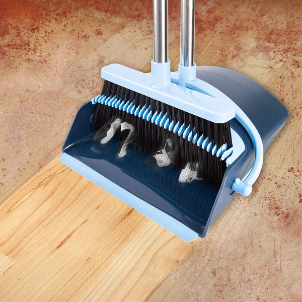 Broom and Dustpan Set for Home 2024 Indoor with Combo Upright Pans Long Handle
