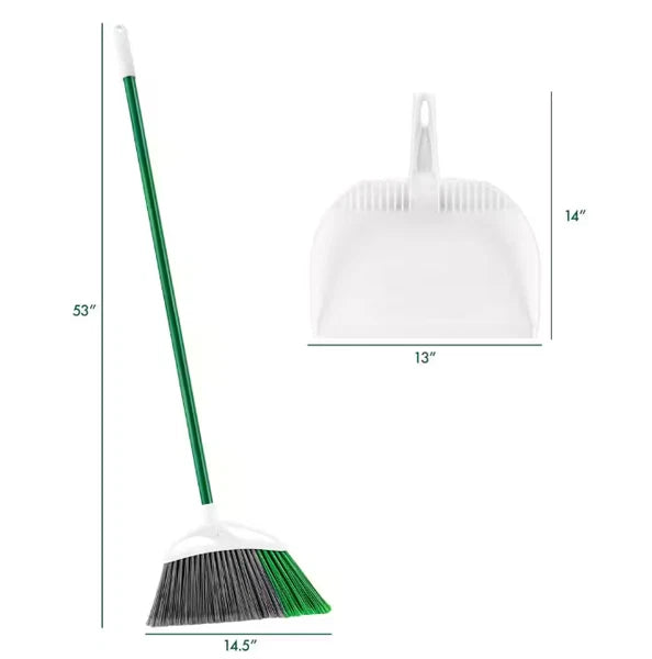 Libman 15 in. Extra-Large Precision Angle Broom with Dustpan and Steel Handle