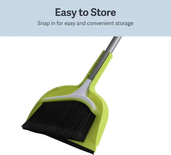Basics 2-Piece Angled Broom and Dustpan Set, 44" Angled Broom with Long Handle a