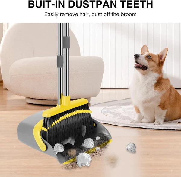 Broom dustpan set, adjustable handle broom dustpan combination