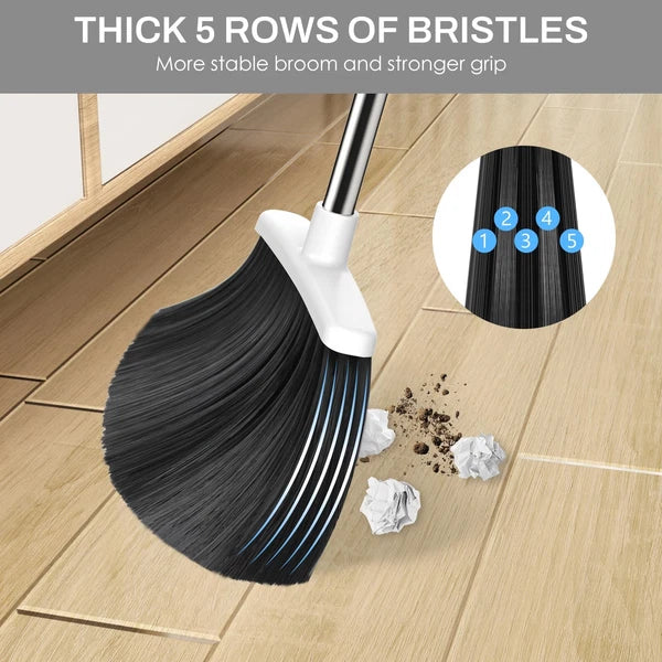 Broom and Dustpan Set for Home, 51-in Long Adjustable Handle Angle Broom and ...