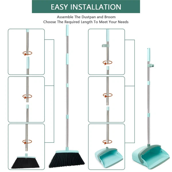 Broom and Dustpan Set Dustpans with Broom Combo for Home Heavy Dust Broom and...