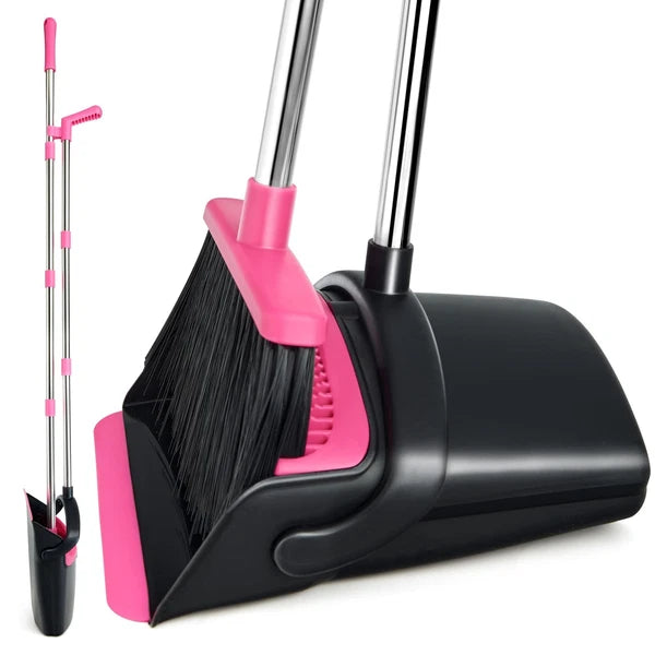 Broom and Dustpan Set Long Handle Lightweight Dustpans with Combo for Home