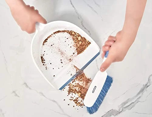 Blue Dustpan and Broom Set Durable Cleaning Tools for Easy Storage and Use