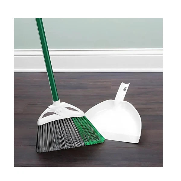 2 Pack Libman XL Heavy Duty Angle Steel Handle Broom With Dustpan Cleaning Set