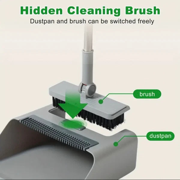 3 in 1 Home Cleaning Floor Foldable Broom and Dustpan Set Push Broom Long Handle