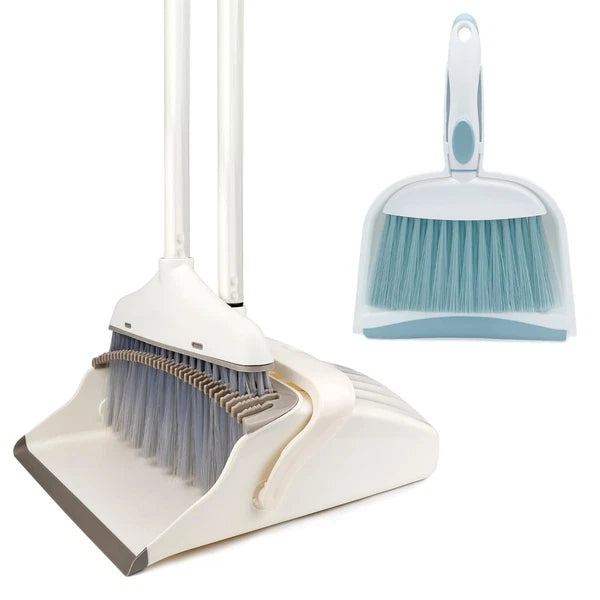 61 inch Broom Dustpan Combo Set Long Handle Stand-Up Home Kitchen Office