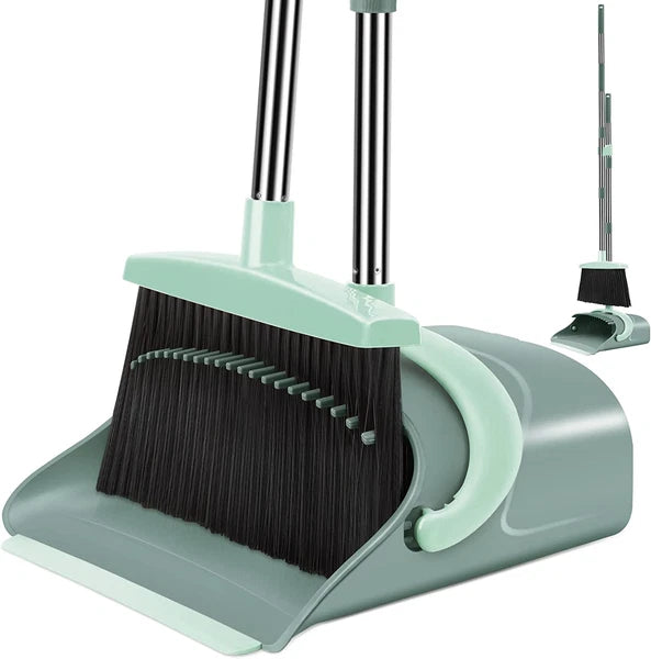 Broom and Dustpan Set for Home, Dust Pan with Long Handle, Broom