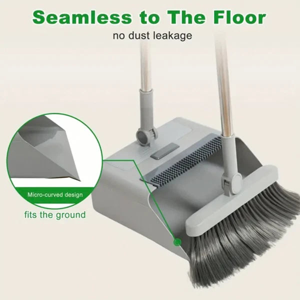 3 in 1 Home Cleaning Floor Foldable Broom and Dustpan Set Push Broom Long Handle