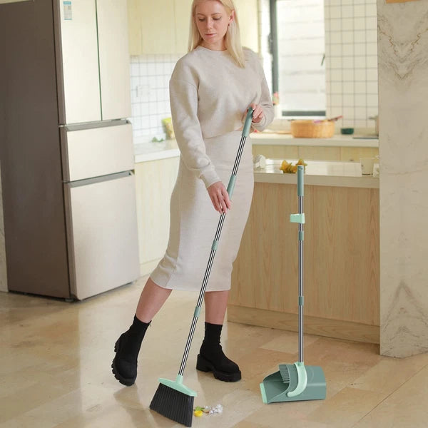 Broom and Dustpan Set for Home, Dust pan with Long Handle, Broom with Dustpan...
