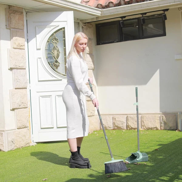 Broom and Dustpan Set for Home, Dust Pan with Long Handle, Broom