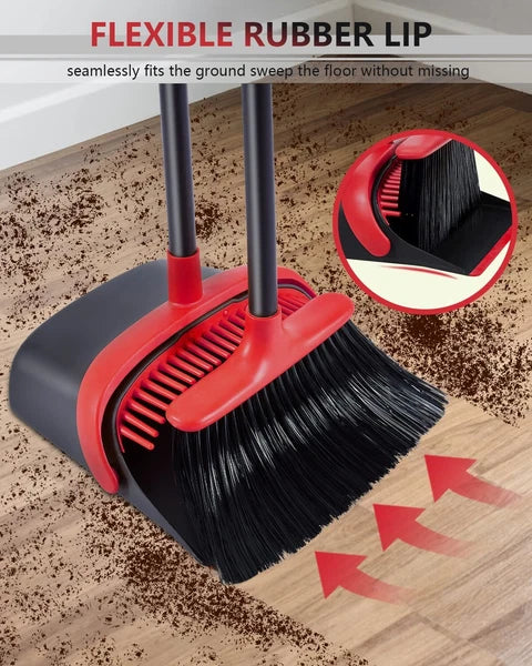 Broom and Dustpan Set for Home, Upgraded 52’’ Long Handle Broom with Dustpan Com