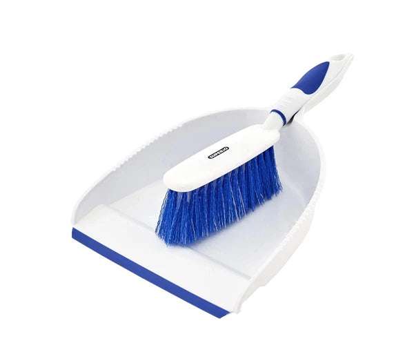 Blue Dustpan and Broom Set Durable Cleaning Tools for Easy Storage and Use