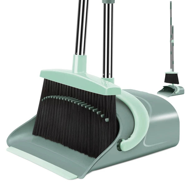 Broom and Dustpan Set for Home, Dust pan with Long Handle, Broom with Dustpan...
