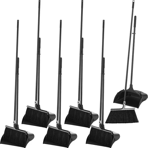 6 Set Broom with Dustpan Combo Set with 54 Inch Long Handle Commercial Lobby ...