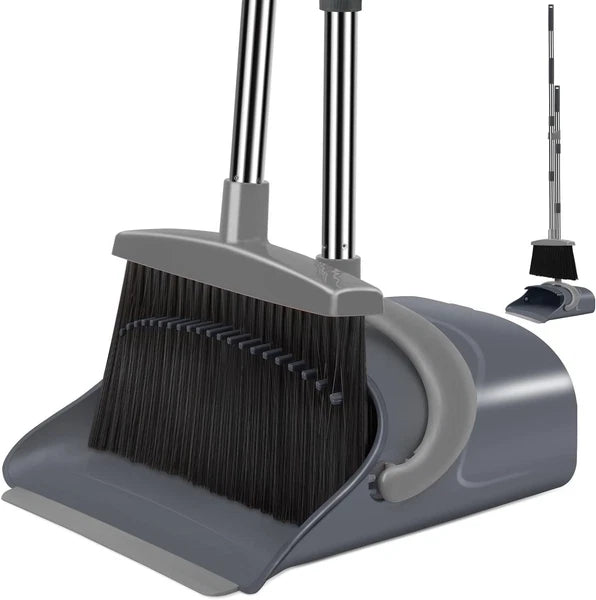 Broom & Dustpan Combo Set - 50.6" Long Handle, Upright, 4X More Pet Hair Removal