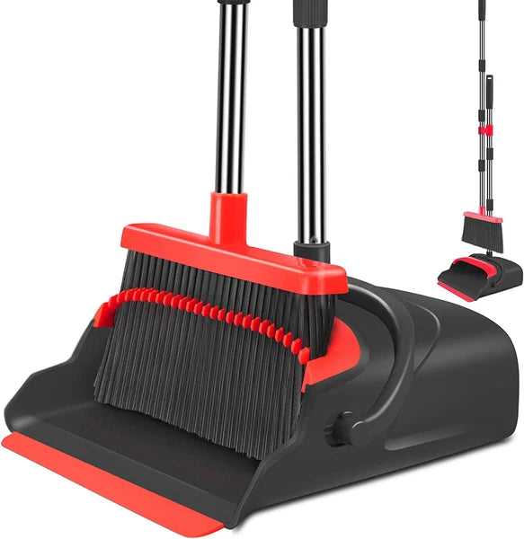 Broom and Dustpan Set for Home, Stand up Broom and Dustpan Combo for Office, Ind