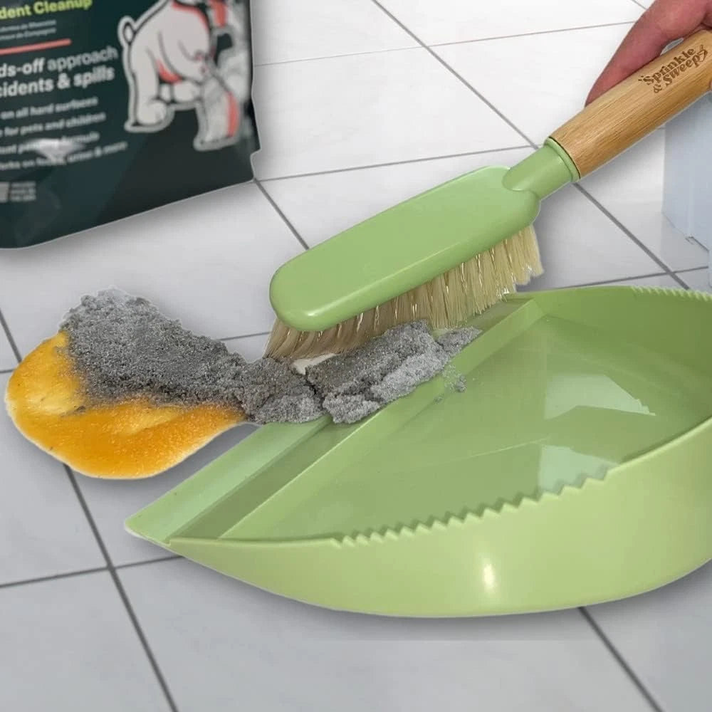 Dust Pan and Brush Set with Handle - Portable Hand Broom and Dustpan Set Combo