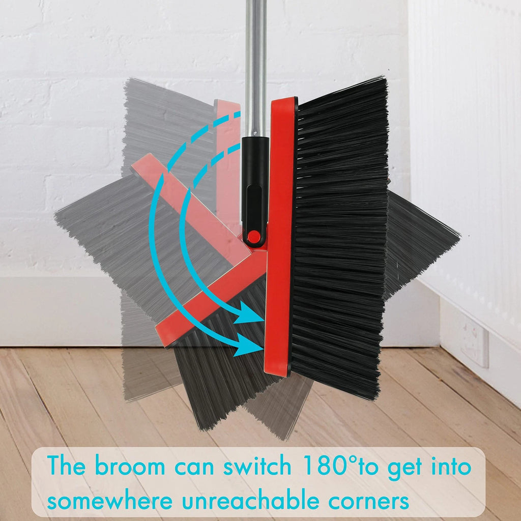 2-Pack Broom and Dustpan Combo Set, with 48" Adjustable Long Stainless Handle...