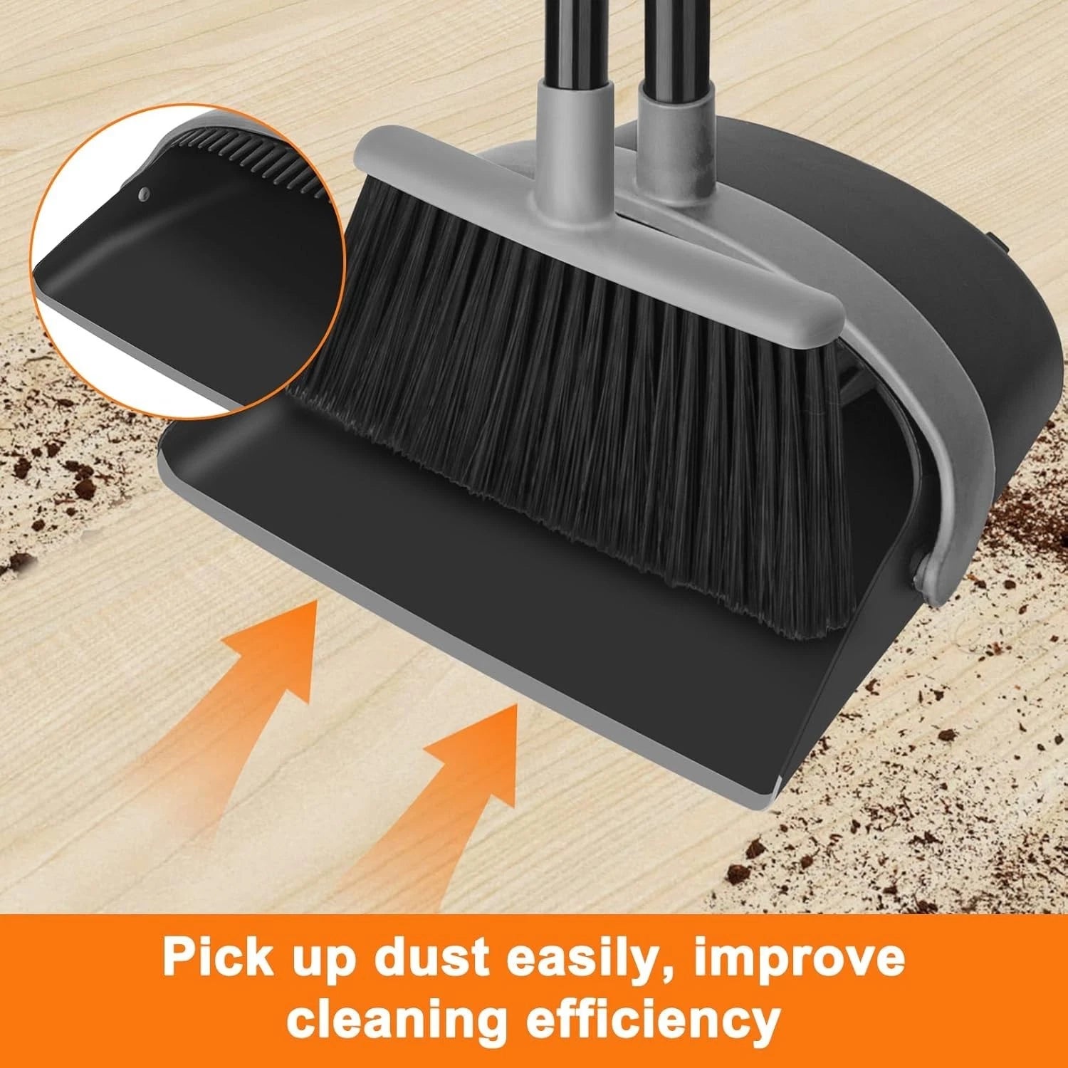 KeFanta Broom and Dustpan Set,Dust Pan with Long Handle,52”Broom with Stand Up