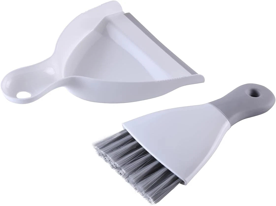 Small Dustpan and Brush Set, Whisk Broom and Dust Pans with Rubber Edge, Mini Ha