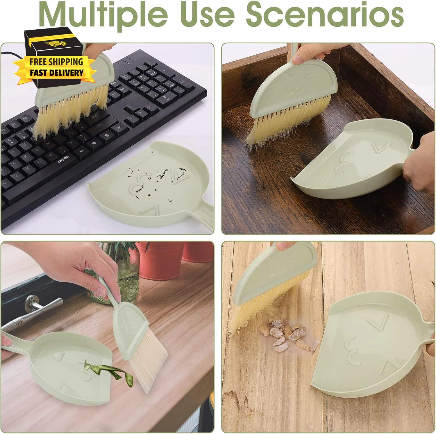 Small Dustpan and Brush Set, Mini Dust Pan with Broom Set Hand Dustpan Portable