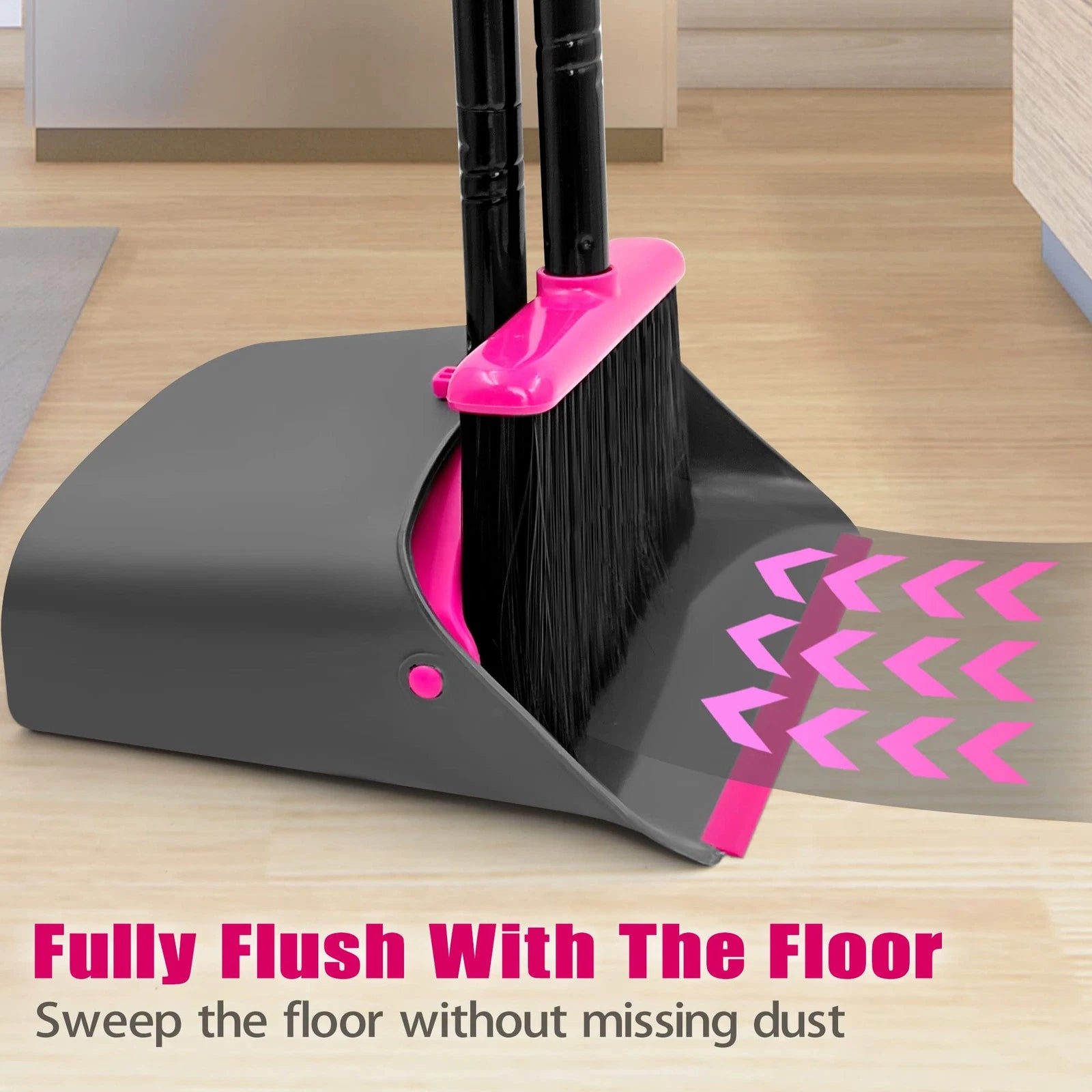 Broom with Dustpan Combo Set Long Handle Lightweight Indoor Broom Set Upright...