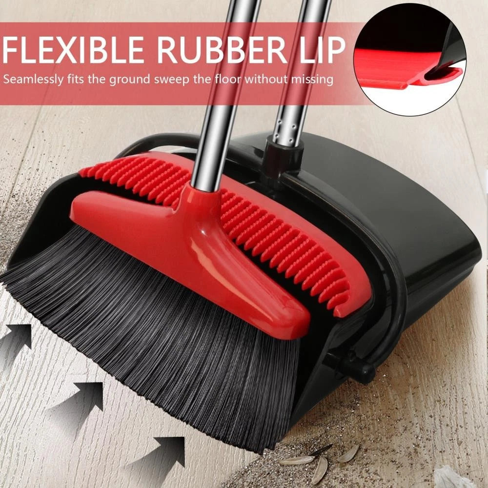 Broom with Dustpan Combo Set,43inch Long Handle Stiff Broom Dust Pan _