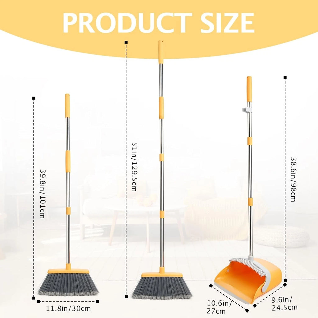 Broom and Dustpan Set, Dustpans with Broom Combo for Home, Heavy Dust Dustpan