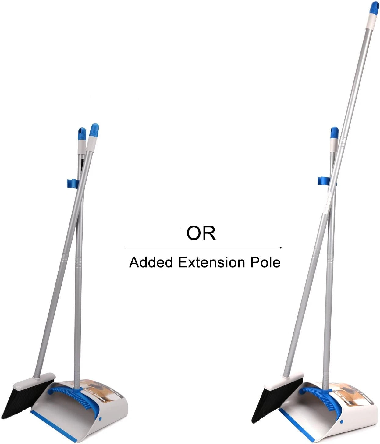 Long Handle Broom and Dustpan Set,Upright Dust Pan Combo for Home