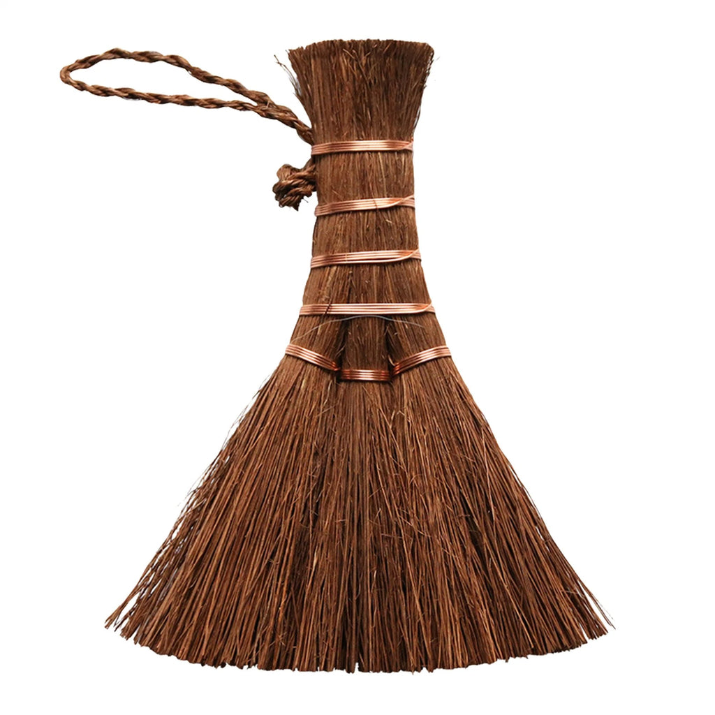 Mini Dustpan And Brush Set Handmade Natural Palm Broom Mini Size Dust Brown