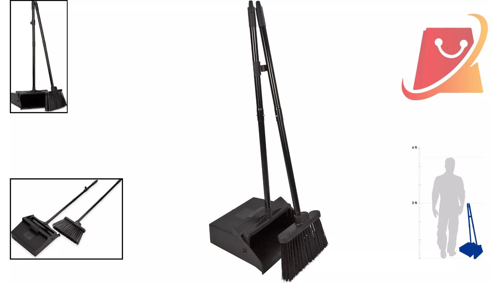 Compact Broom and Dustpan Set with Locking Feature - Ideal for Janitorial Use