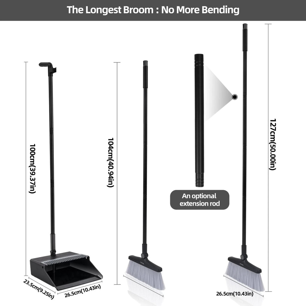 broom and dustpan set upgrade 50 long handle broom with stand up dustpan com