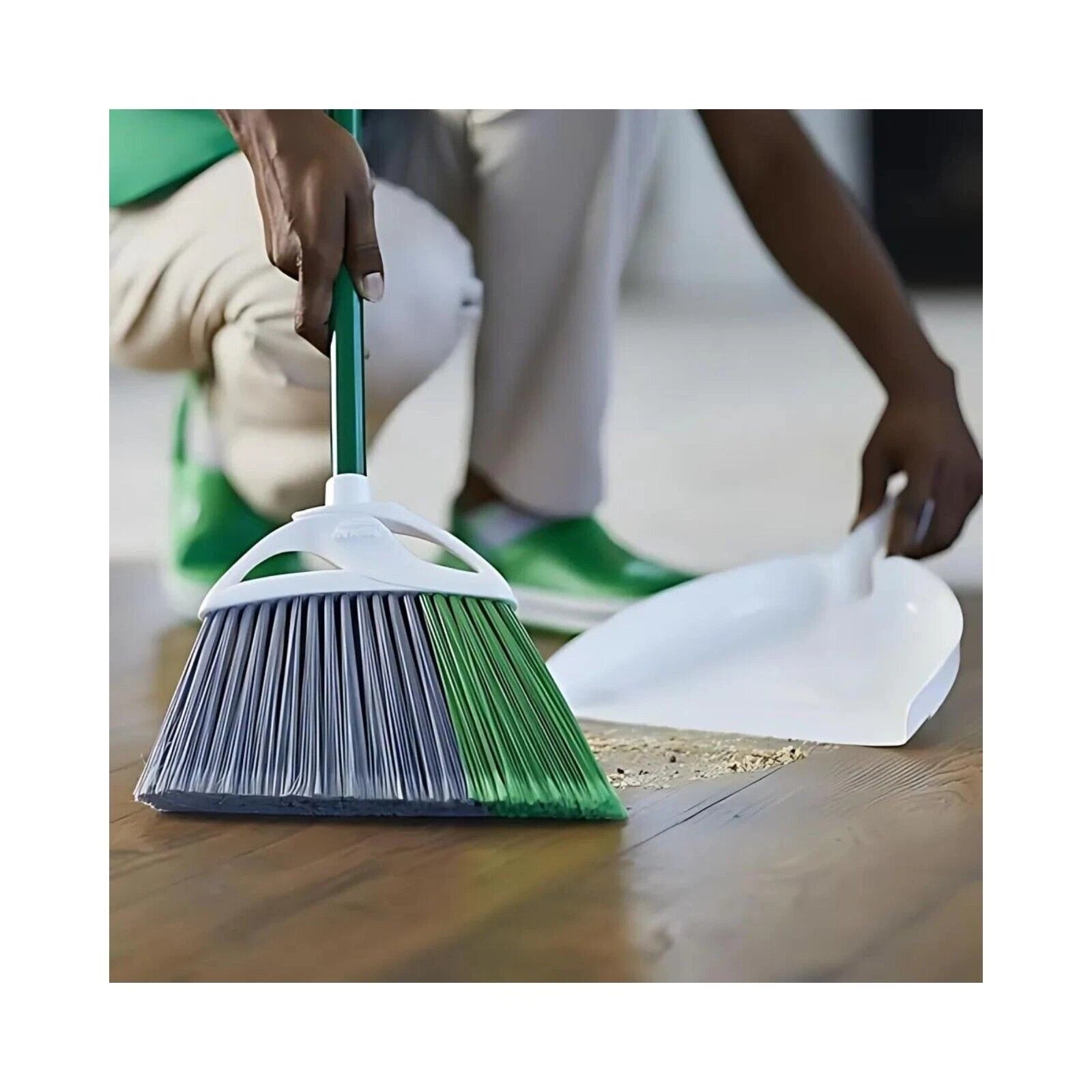 2 Pack Libman XL Heavy Duty Angle Steel Handle Broom With Dustpan Cleaning Set