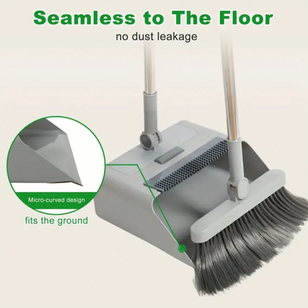 3 in 1 Home Cleaning Floor Foldable Broom and Dustpan Set Push Broom Long Handle