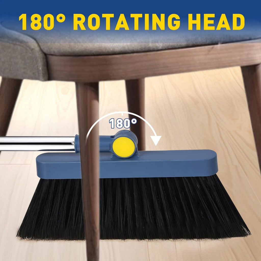 Broom Dustpan Combo Set 55in Adjustable Handle with Teeth Pet Hair Home Kitchen