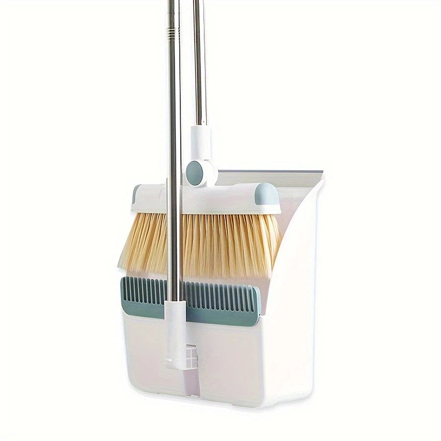 Broom Dustpan Set, Thickened Rotatable Foldable Stainless Steel Rod Strong
