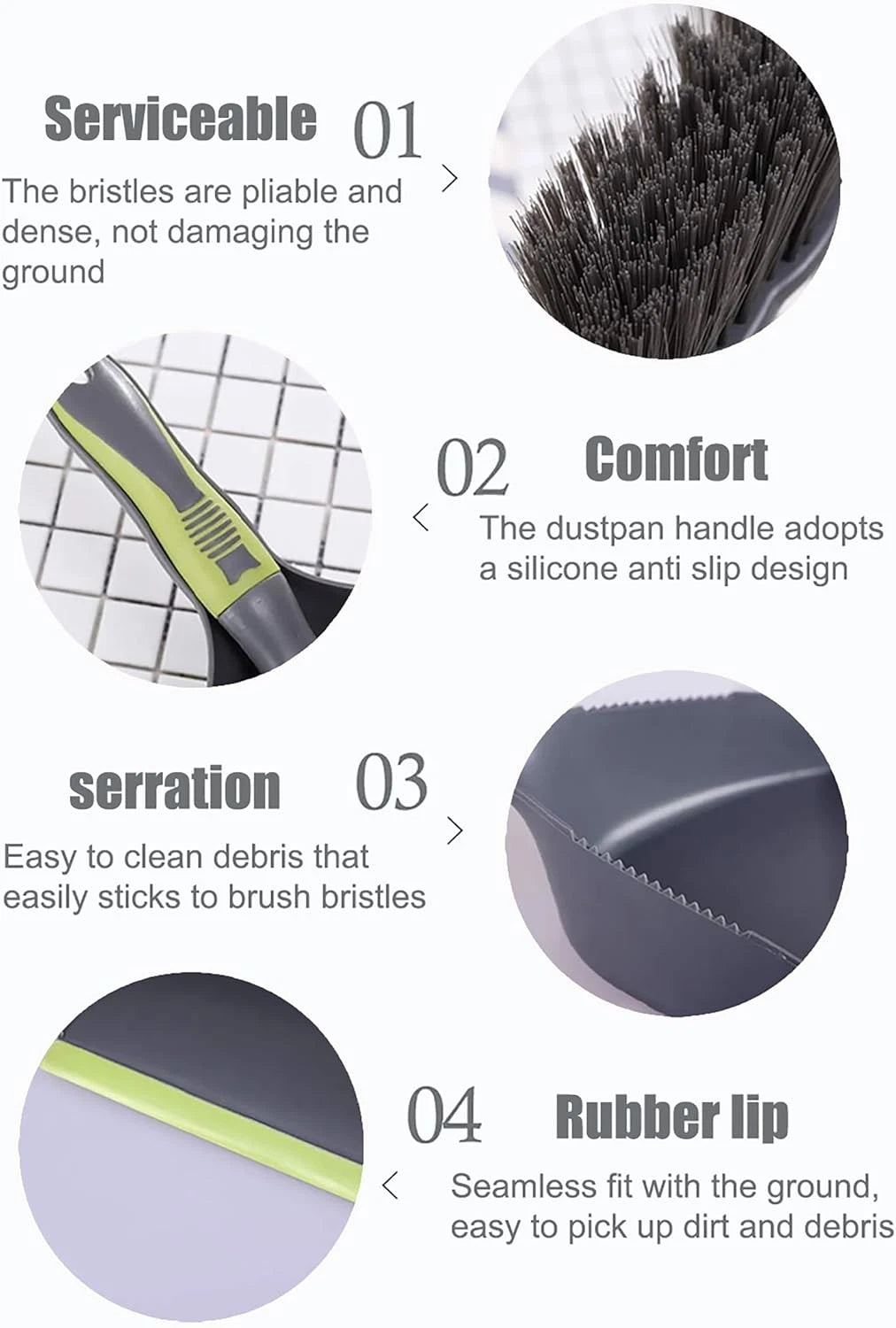 Dustpan and Brush Set – Hand Broom with Dust Pan for Kitchen Floor & Pet Cleanup