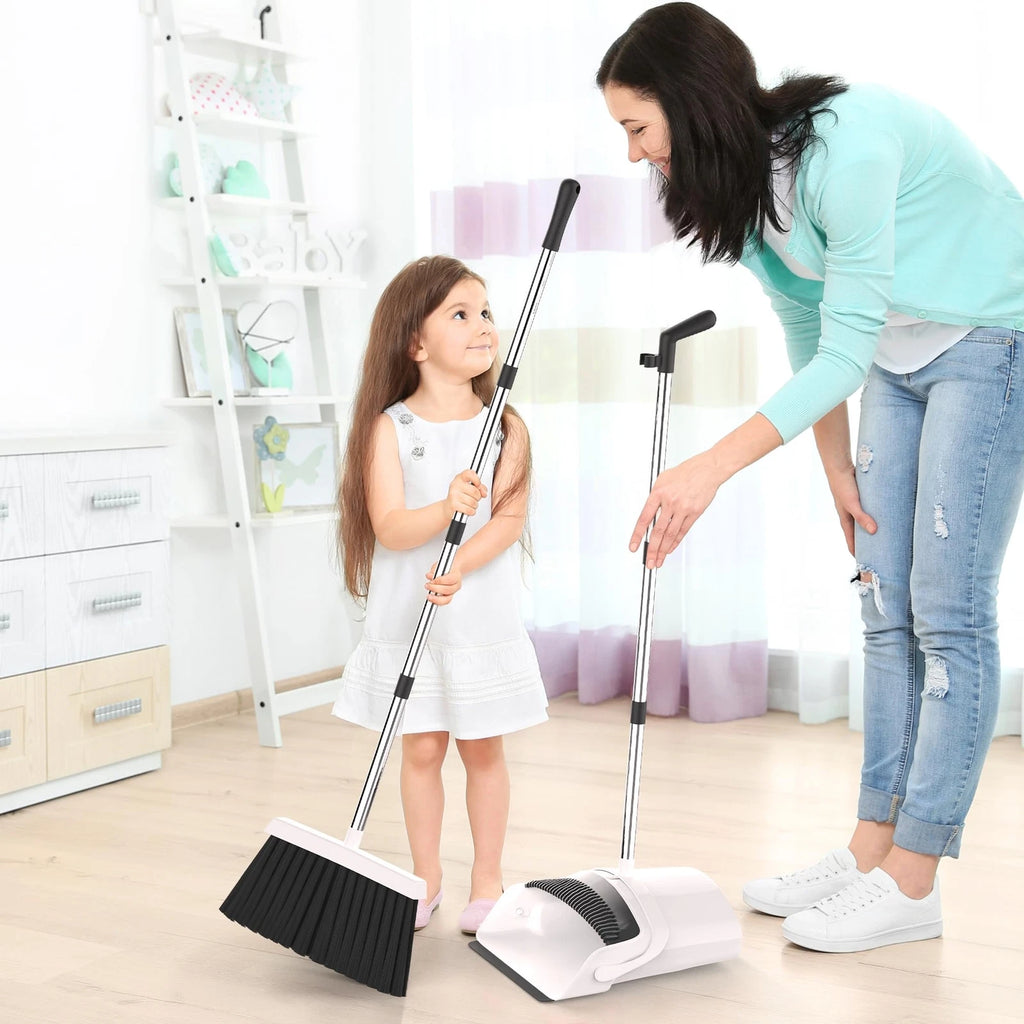 ,Broom and Dustpan Set for Home - Premium Long Handled Broom Dustpan Combo - ...