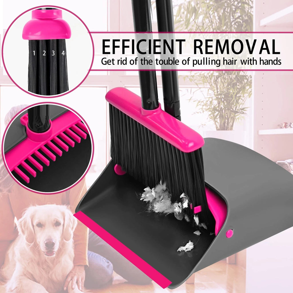 Broom with Dustpan Combo Set Long Handle Lightweight Indoor Broom Set Upright...