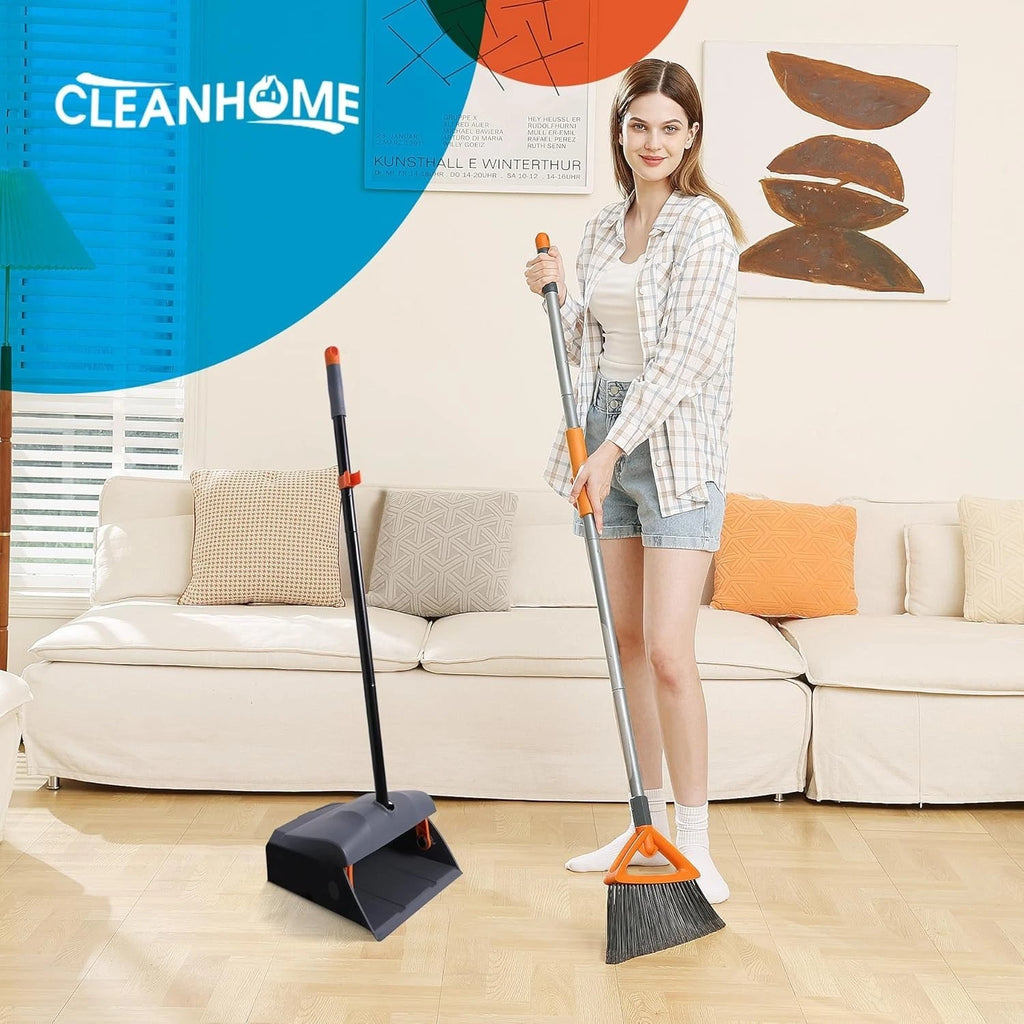 Heavy Duty Broom with Dustpan Combo Set Indoor and Outdoor Dual Purpose,Stiff...