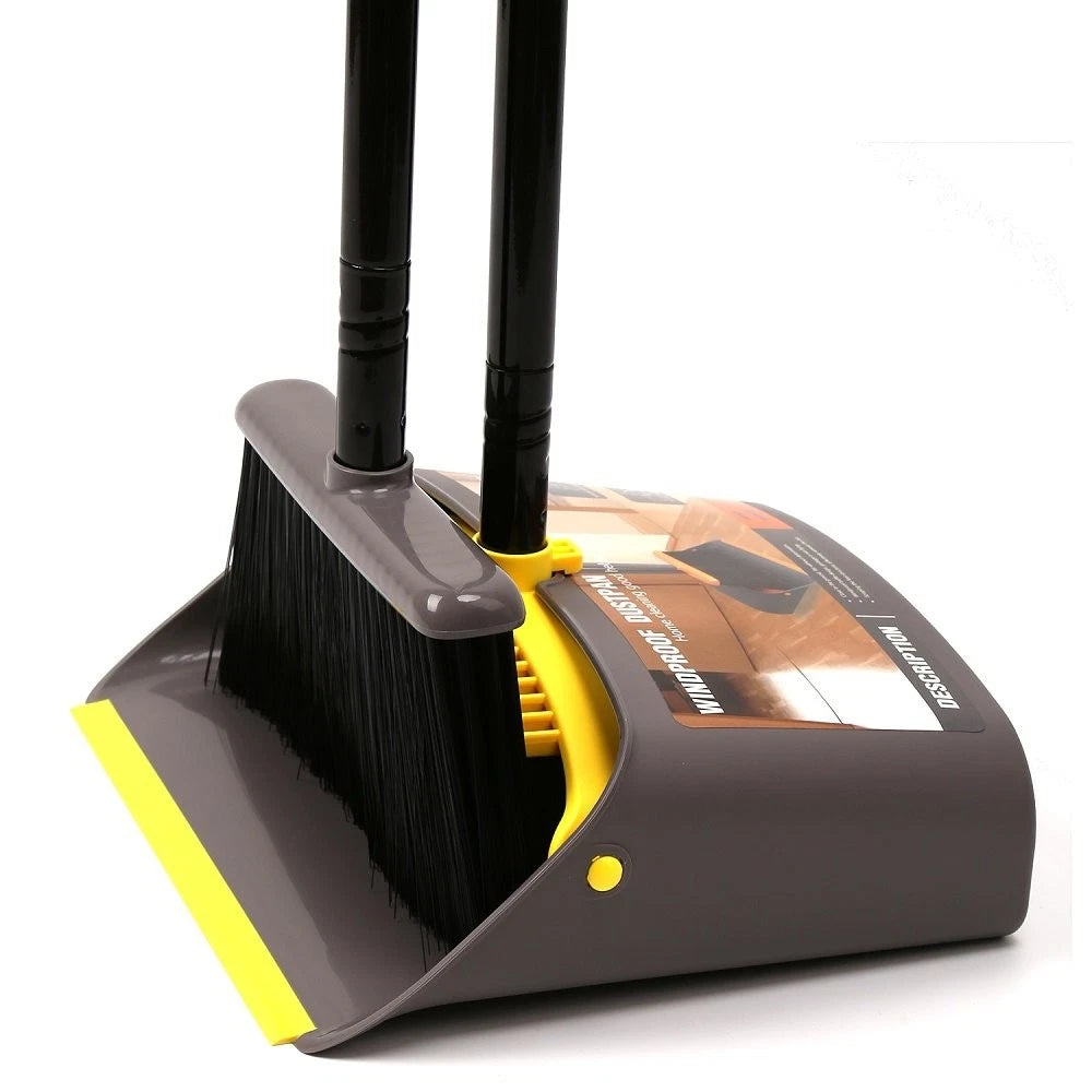 New Broom with Dustpan Combo Set,Stand up Dust Pans Long Handle 4052 and Set for