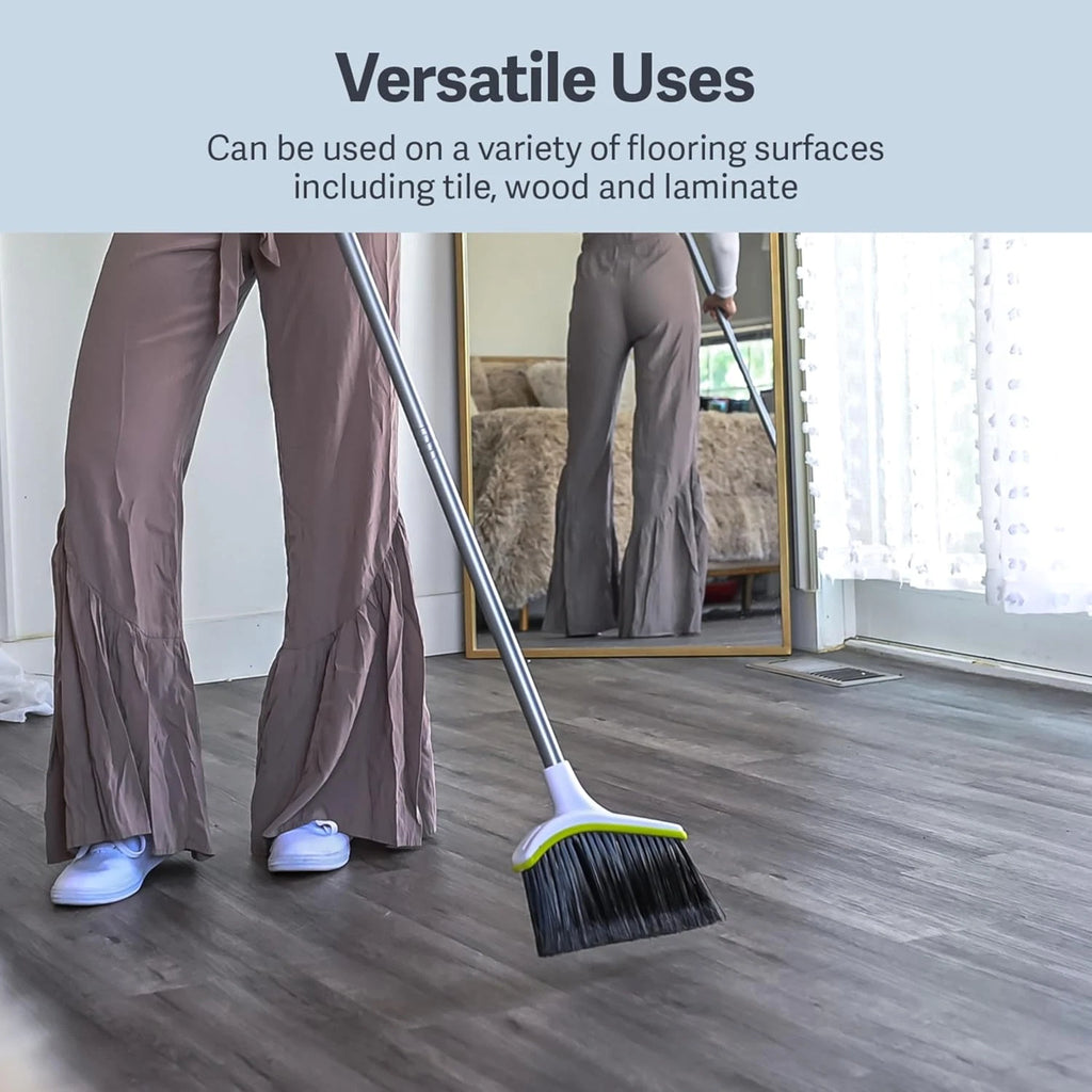 Basics 2-Piece Angled Broom and Dustpan Set, 44" Angled Broom with Long Handle a
