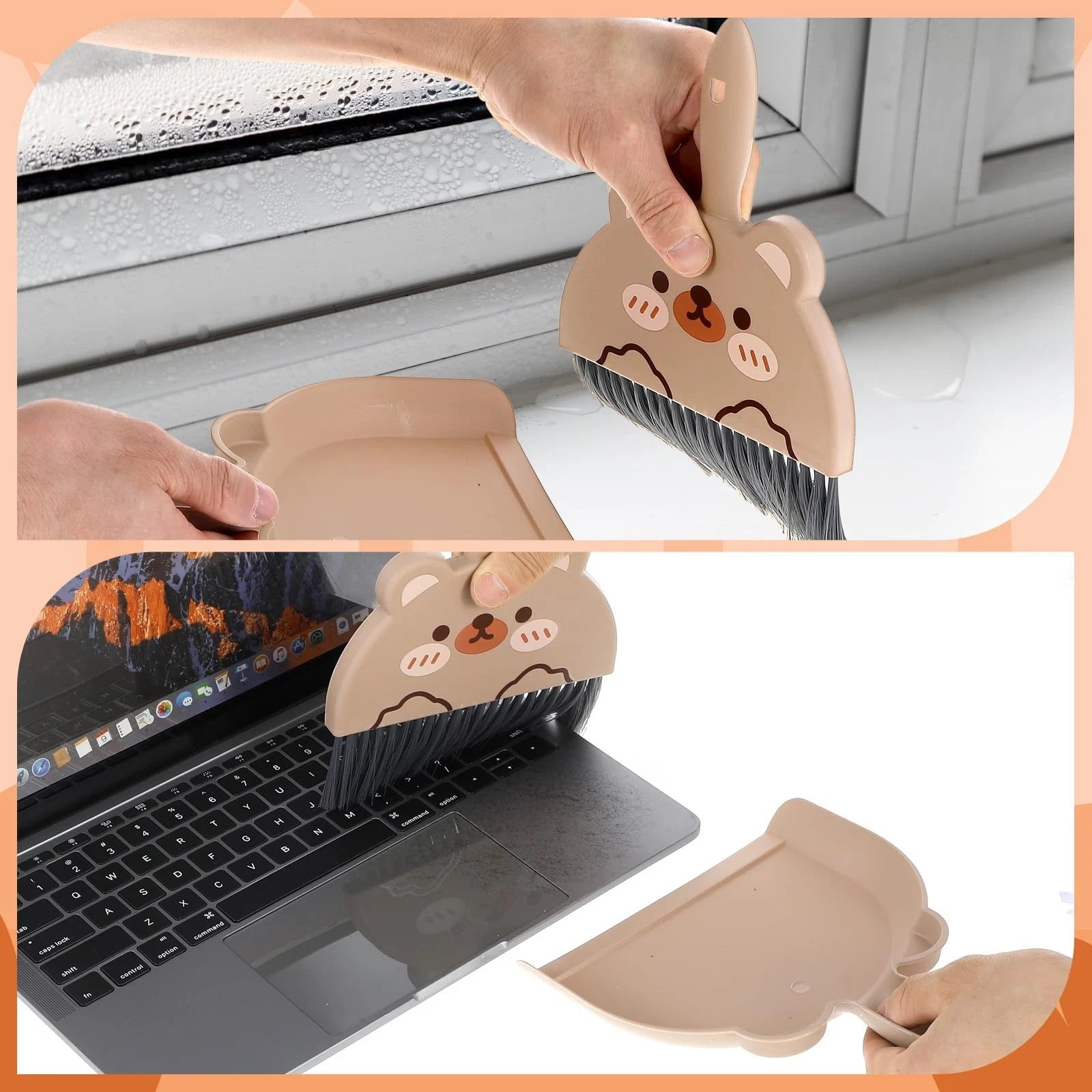 Portable Hand Broom and Dustpan Set Cute Mini and with Durable Brush Lightweight